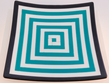 Turquoise, White and Black serving platter.